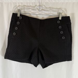 Loft Shorts Women's 4 Black Textured The Riviera Short Buttons Pockets Zip